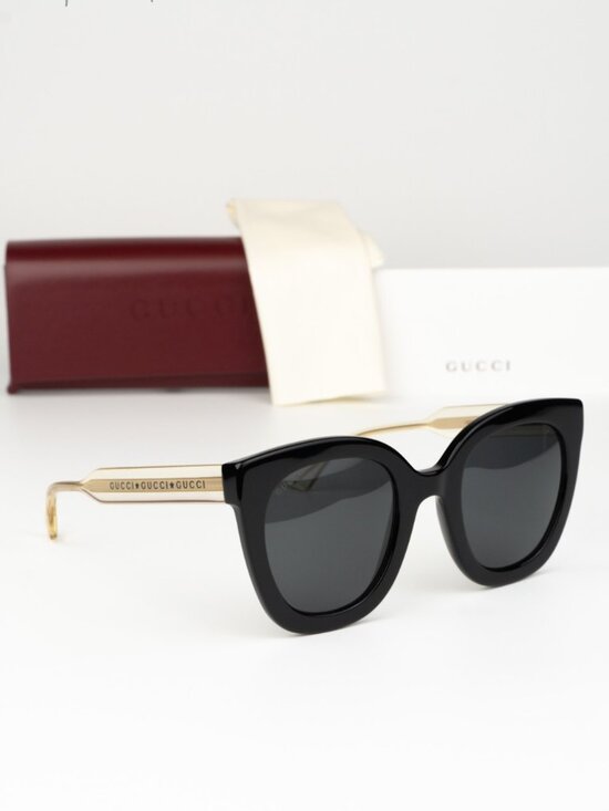 Gucci Women Sunglasses Black Crystal Grey Cat Eye GG0564SN 001 NEW AUTHENTIC main image 12